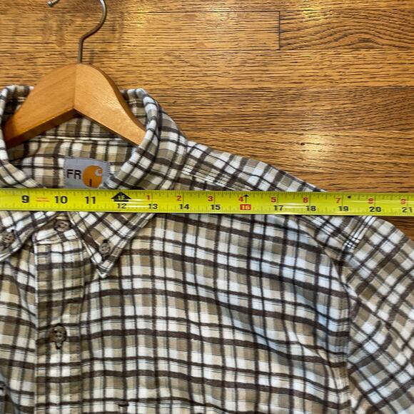 Carhartt Mens Sz M Flame Resistant FR Flannel Shirt Plaid Work Utility EUC - Picture 8 of 8
